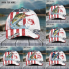 Joycorners Fishing Red Blue Seawwave American Flag Pattern Sport Pattern Personalized Name 3D Cap (11 Breeds)