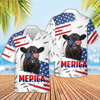 Joycorners Funny Cows Merica USA Flag Patriotic 3D Hawaiian Shirt (10 Breeds)