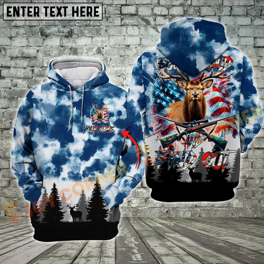 Joycorners American Flag Elk Hunting Buck Around And Find Out Custom Name Shirt 3D All Over Printed Clothes