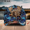 Joycorners American Flag Hunting Moose Crack Camo Pattern Multicolor Option Personalized Cap