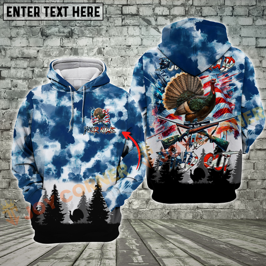 Joycorners American Flag Turkey Hunting Buck Around And Find Out Custom Name Shirt 3D All Over Printed Clothes