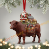 Joycorners Christmas Gifts Cow Carry Farm Ornament, Acrylic Ornament (8 Breed Options)