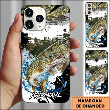 Joycorners Pike Fishing Phone Case Abstract Splash Modern Art Personalized Name 3D Phone Case