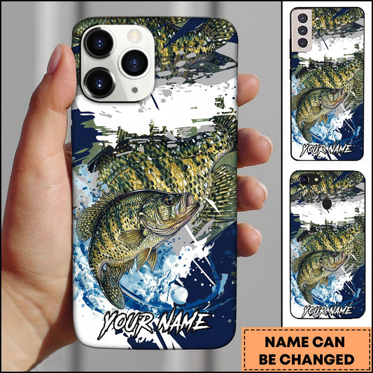 Joycorners Crappie Fishing Phone Case Abstract Splash Modern Art Personalized Name 3D Phone Case