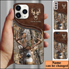 Joycorners Deer Hunting Leather Pattern Personalized Name Phone Case (4 colors)