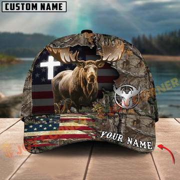 Joycorners Cross America Hunting Moose Crack Camo Pattern Multicolor Option Personalized Cap