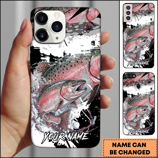 Joycorners Fishing Phone Case Abstract Splash Modern Art Personalized Name 3D Phone Case (10 Fish Species)