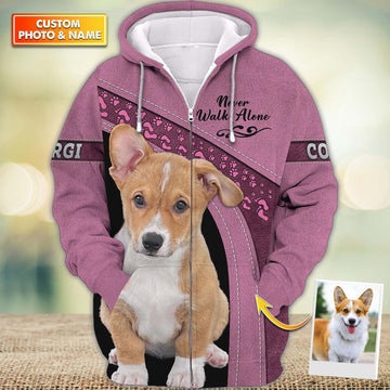 Joycorners Corgi Never Walk Alone Pink 3D Custom Name And Dog Full Print Shirts