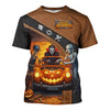 Joycorners Halloween Mechanic T Shirt Funny Vampire Skeleton Mummy Pumpkin Car Spooky Auto Repair Garage Workwear Tee Gift For Men Women Halloween PT2609