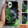 Joycorners Fishing Green Flame Energy Personalized Name Phone Case (10 Fish Species)