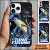 Joycorners Tuna Fishing Blue Flame Smoke Line Premium Style Sport Personalized Name Phone Case