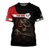Joycorners Custom Name Mechanic Shirt Cyber Skull with Wrench Design T Shirt PT2609