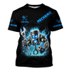 Joycorners Custom Name Mechanic Shirt Blue Flame Muscle Engine Piston Holding Wrench T Shirt PT2609