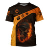 Joycorners Personalized T-Shirt Grumpy Old Mechanic You're About To Exceed The Limits Of My Medication Flame Skull Design Shirt PT2609