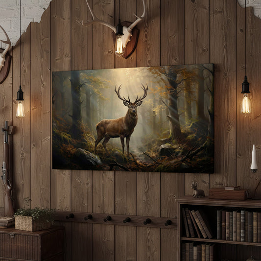 Joycorner Majestic Deer Autumn Golden Forest Light Canvas