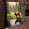 Joycorner Elk by Meadow Lake Sunlit Forest Reflection Canvas