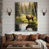 Joycorner Elk by Meadow Lake Sunlit Forest Reflection Canvas