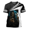 Joycorners Custom Name Mechanic Shirt Grim Reaper Holding Wrench with Thunder Design T Shirt PT2609