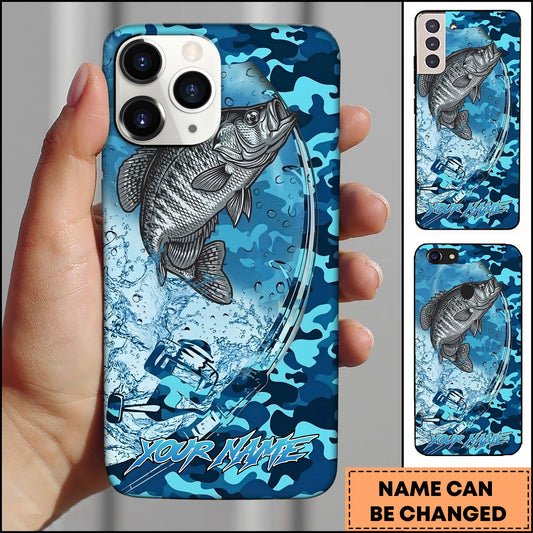 Joycorners Crappie Fishing Phone Case Fishing Camo Phone Case Personalized Name