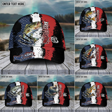 Joycorners Fishing Paint Scratch American Flag Pattern Sport Pattern Personalized Name 3D Cap (11 Breeds)