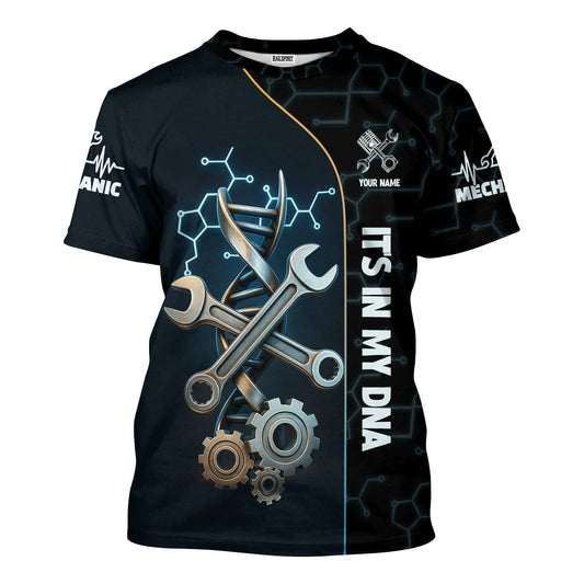 Joycorners Personalized It’s In My DNA Mechanic Shirt, Wrench DNA Design, Perfect Gift For Auto Technicians, Apparel Mechanic Shirt PT2609