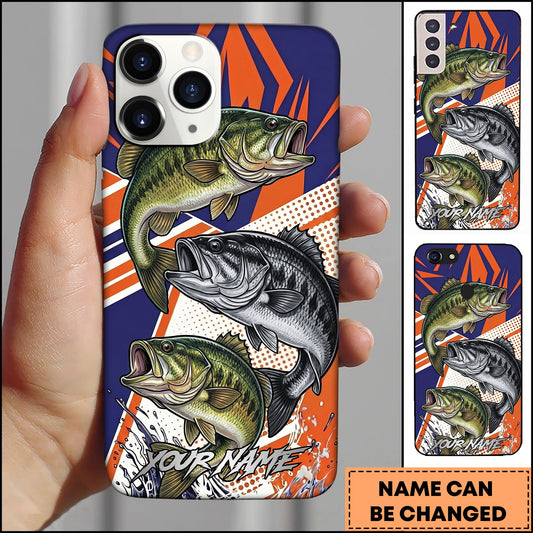Joycorner Fishing Dynamic Splash Comic Style Personalized Name 3D Phone Case (10 Fish Species)