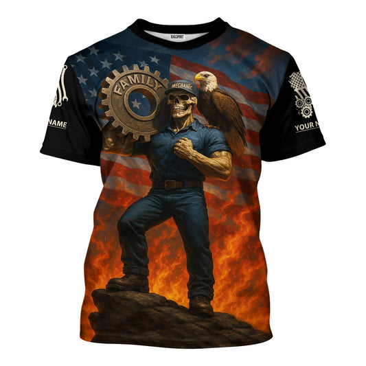Joycorners Personalized T-Shirt I'm Proud To Be A Mechanic Love Family And Country USA Flag Design Shirt For Mechanics PT2609