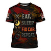 Joycorners Personalized Mechanic Shirt, Eat Sleep Fix Car Repeat, Funny Quote Design, Gift For Men PT2609