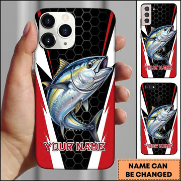 Joycorners Tuna Honeycomb Pattern Red White Sport Design Personalized Name Phone Case