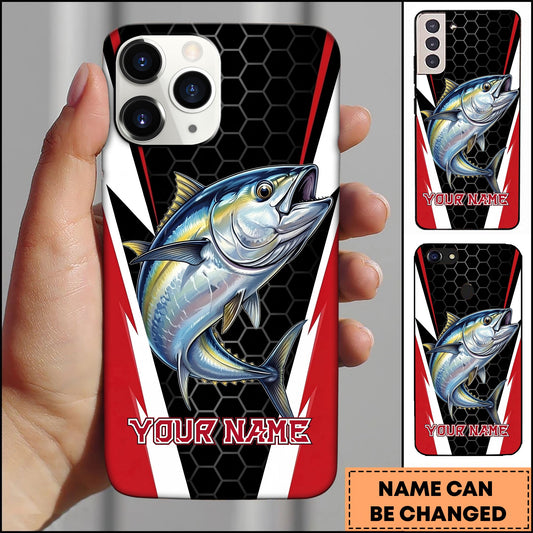 Joycorners Tuna Honeycomb Pattern Red White Sport Design Personalized Name Phone Case