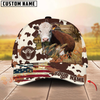 Joycorners American Flag Cowhide Personalized Name 3D Hat