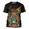 Joycorners Personalized Mechanic Shirt Custom Name Funny Cat Skull Wrench Flames Auto Repair Garage Workwear Tee Car Repair Shirt Gift For Men Dad PT2609