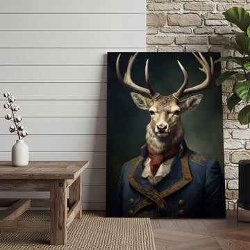Joycorner Deer Portrait Royal Blue Coat Classic Canvas
