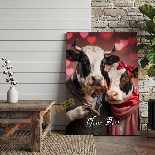 Joycorners Cattle Cow Funny Romantic Holstein Couple Personalized Name Canvas