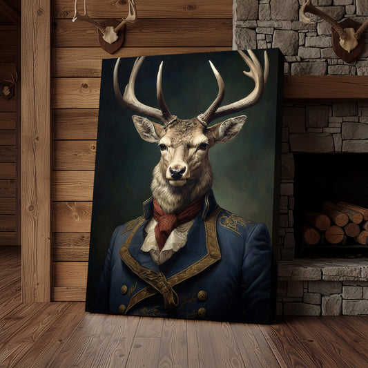 Joycorner Deer Portrait Royal Blue Coat Classic Canvas