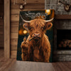 Joycorner Highland Smoking Cow Flipping Finger Attitude Wall Art Custom Name Rustic Canvas