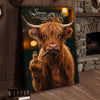 Joycorner Highland Smoking Cow Flipping Finger Attitude Wall Art Custom Name Rustic Canvas