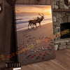 Joycorners Deer Couple Beach Sunset Love Footprints Personalized Name Canvas