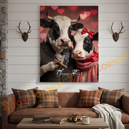 Joycorners Cattle Cow Funny Romantic Holstein Couple Personalized Name Canvas