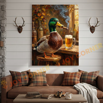 Joycorner Mallard Duck Rustic Pub Beer Cigar 3D Wrapped Canvas