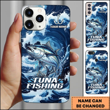 Joycorners Tuna Fishing Blue Water Wave Premium Style Sport Personalized Name Phone Case