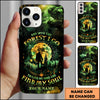 Joycorners Artist Hunting - Into The Forest Hiker Silhouette Green Galaxy Personalized Name Phone Case