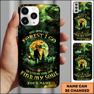 Joycorners Artist Hunting - Into The Forest Hiker Silhouette Green Galaxy Personalized Name Phone Case