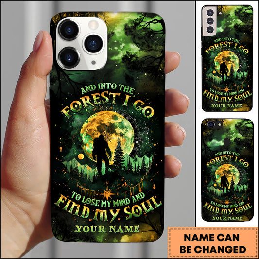 Joycorners Artist Hunting - Into The Forest Hiker Silhouette Green Galaxy Personalized Name Phone Case