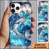 Joycorners Marlin Jumping Out Of Ocean Wave Blue Splash Art Personalized Name Phone Case