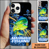 Joycorners Mahi-mahi Splash Water Lightning Stripe Dark Blue Art Golden Line  Personalized Name Phone Case