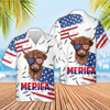 Joycorners Funny Cows Merica USA Flag Patriotic 3D Hawaiian Shirt (10 Breeds)