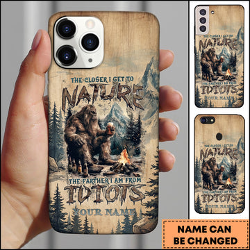 Joycorners Artist Hunting - Closer To Nature Bigfoot Beer Wood Personalized Name Phone Case