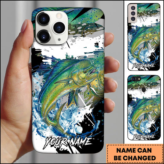 Joycorners Mahi-mahi Fishing Phone Case Abstract Splash Modern Art Personalized Name 3D Phone Case