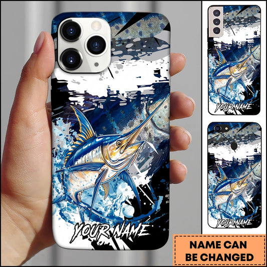 Joycorners Marlin Fishing Phone Case Abstract Splash Modern Art Personalized Name 3D Phone Case
